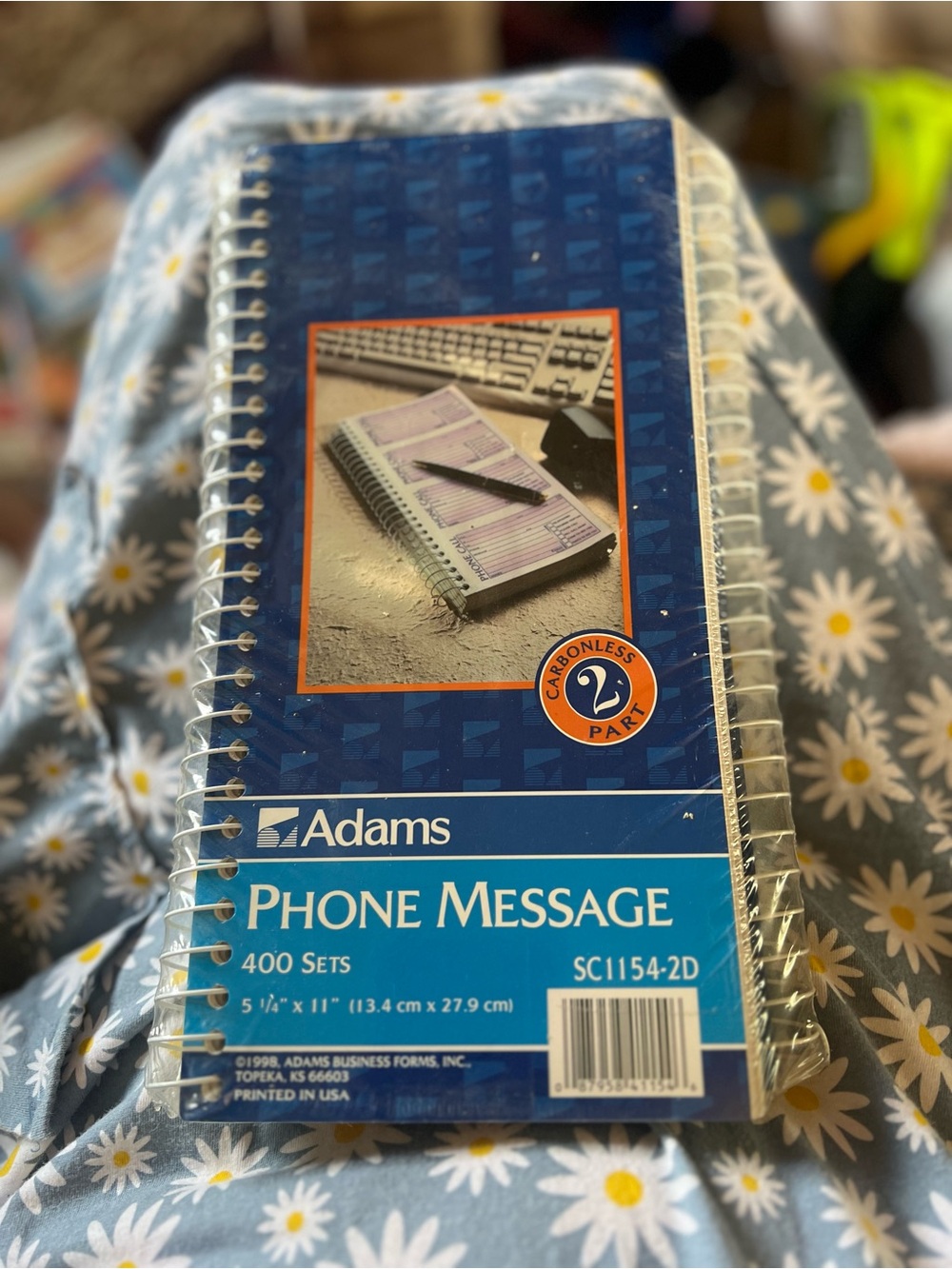 Adams Blue Phone Message Notebook - 400 Sets (Spiral Bound)